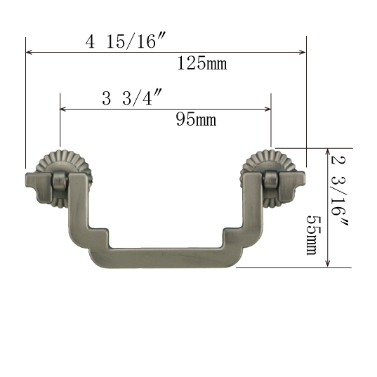 Folkart Basic Handle   |  Center to Center    3  3/4”  ( 95mm )
