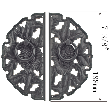 Double Peony Decorative Plate with Ring Handles