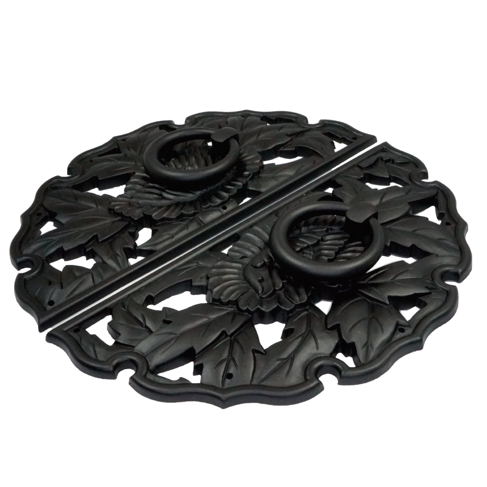 Double Peony Decorative Plate with Ring Handles