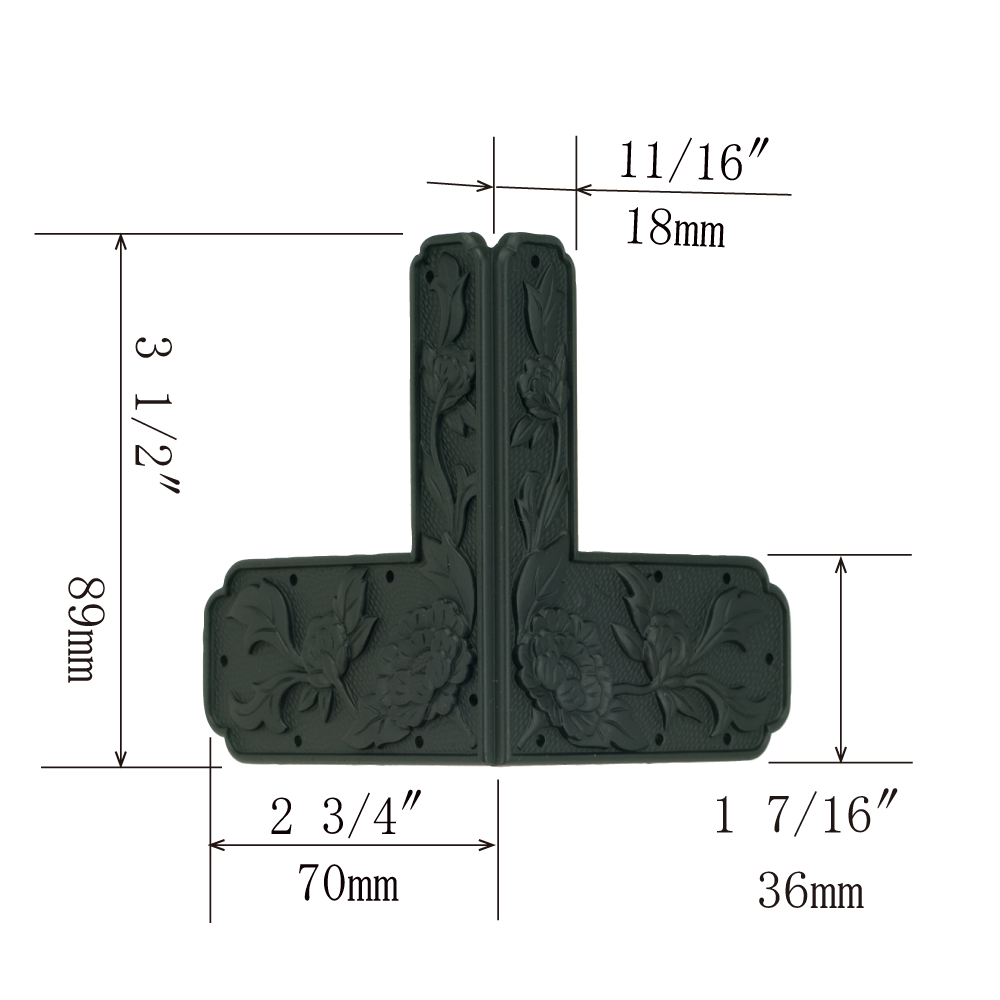 Peony Wide Bottom 3-Side Corner Plates