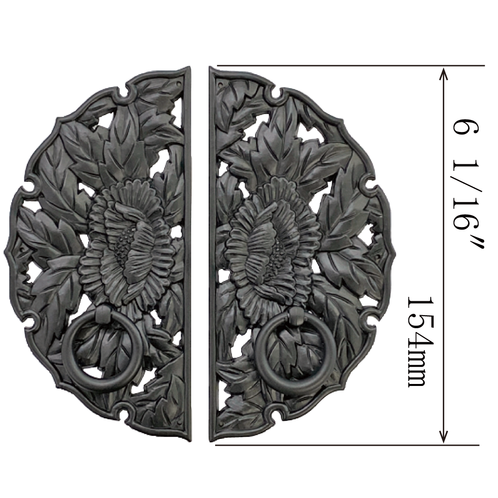Double Peony Decorative Plate with Ring Handles