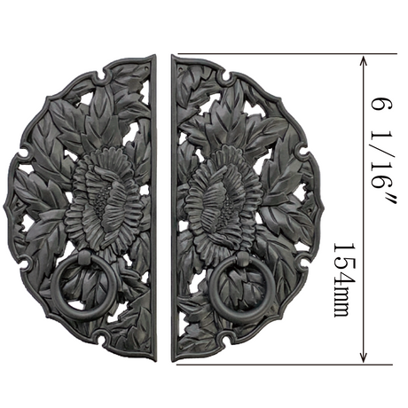 Double Peony Decorative Plate with Ring Handles