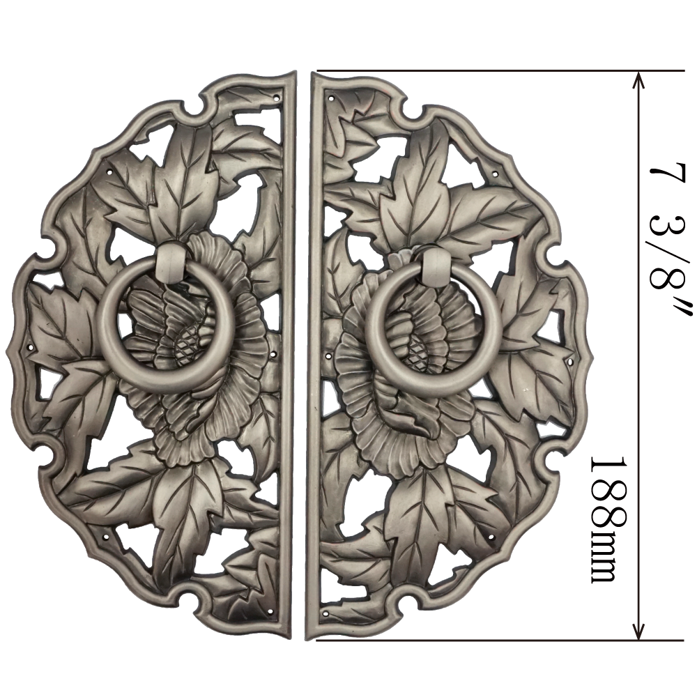 Double Peony Decorative Plate with Ring Handles