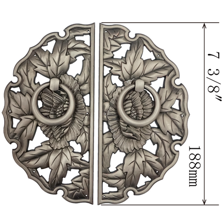 Double Peony Decorative Plate with Ring Handles