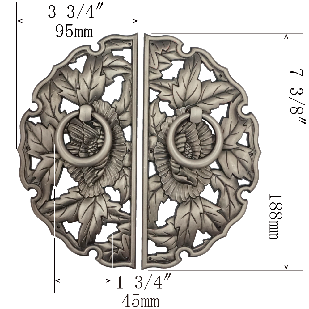Double Peony Decorative Plate with Ring Handles