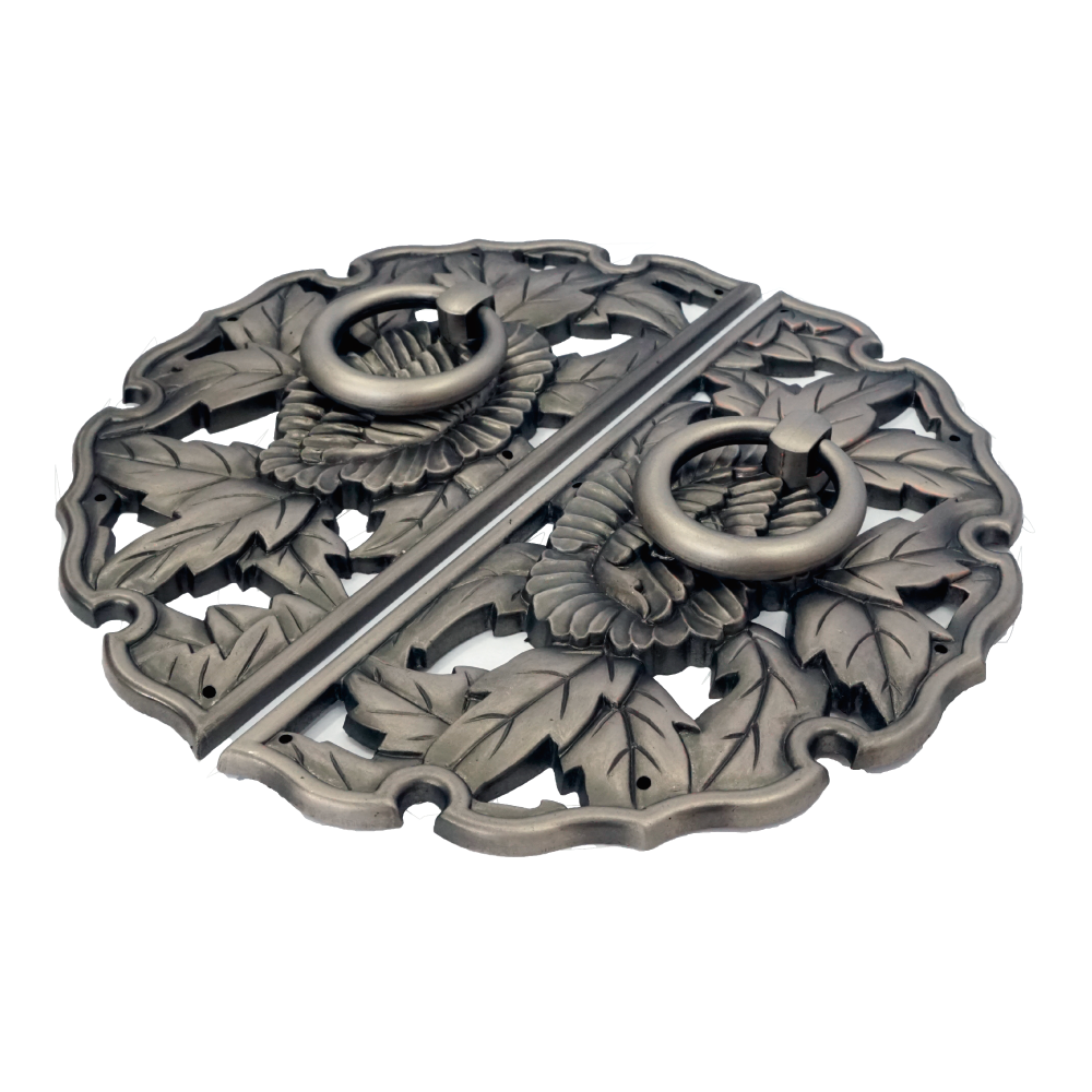 Double Peony Decorative Plate with Ring Handles