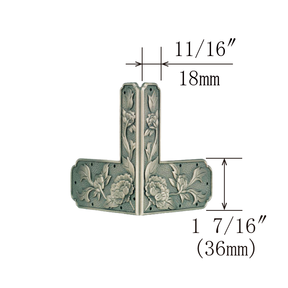 Peony Wide Bottom 3-Side Corner Plates