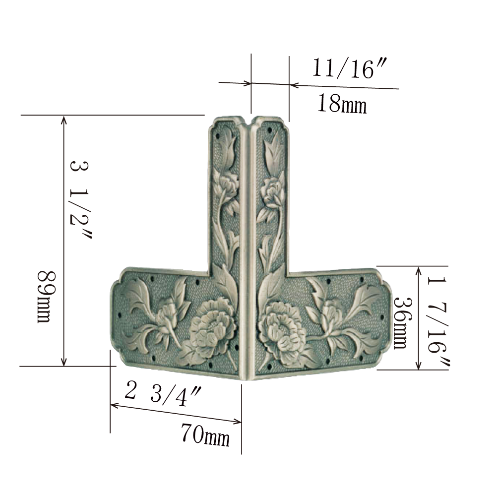 Peony Wide Bottom 3-Side Corner Plates