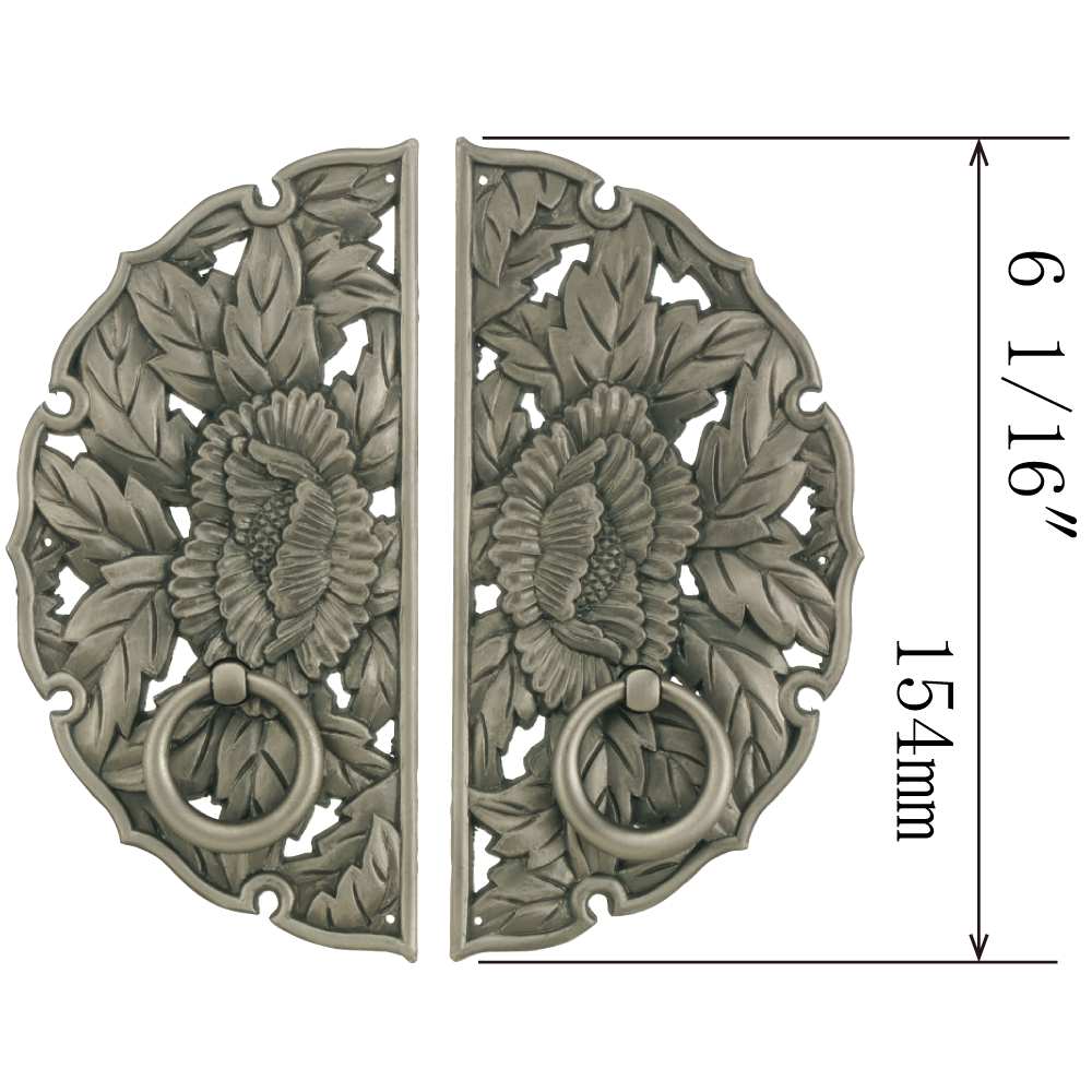 Double Peony Decorative Plate with Ring Handles