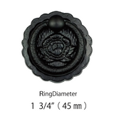 Peony and Textured Ring Pull   |  Ring Diameter  1  3/4" ( 45mm )