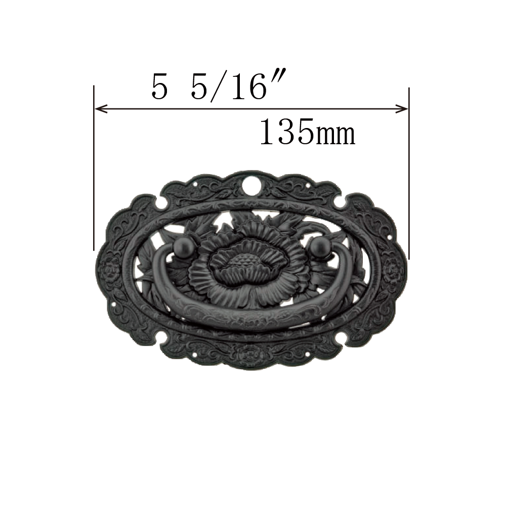 Embroidered Peony Ornamental Key Plate with Handle