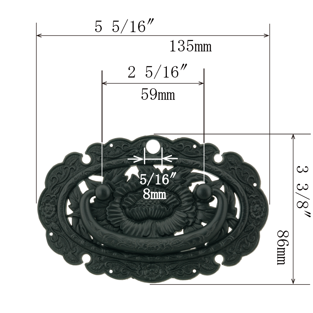 Embroidered Peony Ornamental Key Plate with Handle
