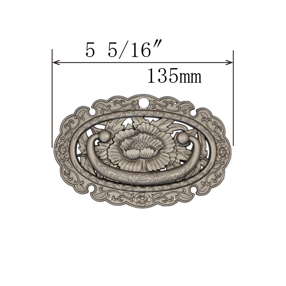 Embroidered Peony Ornamental Key Plate with Handle