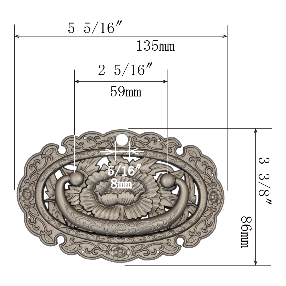 Embroidered Peony Ornamental Key Plate with Handle