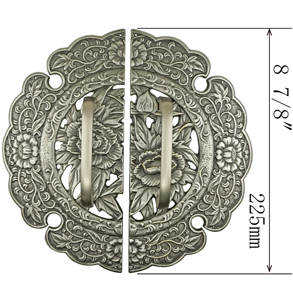 Embroidered Peony Decorative Plate with Grip Handles