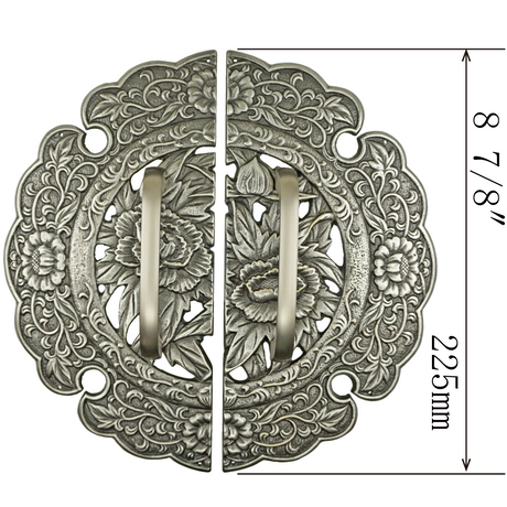 Embroidered Peony Decorative Plate with Grip Handles