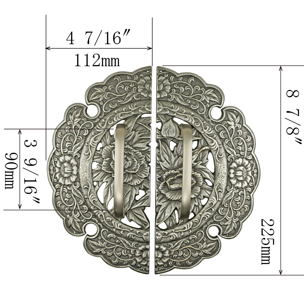 Embroidered Peony Decorative Plate with Grip Handles