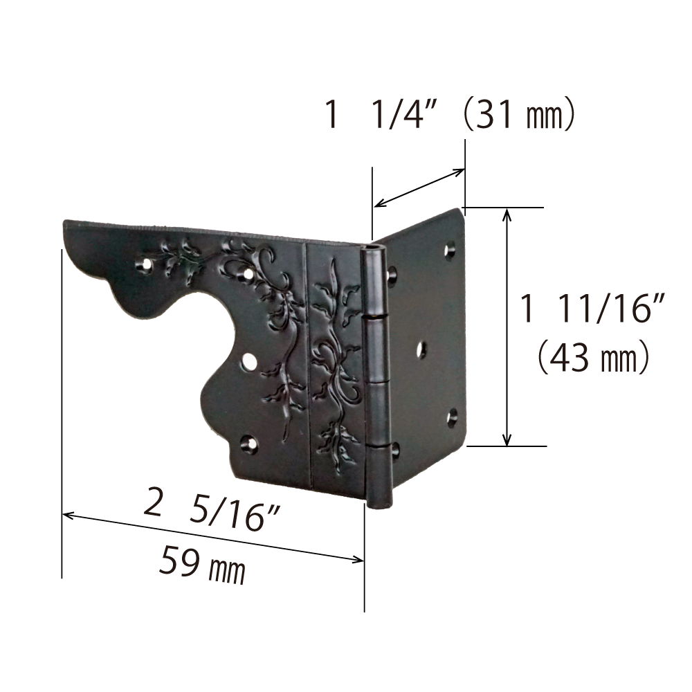 Sculptured Strap Hinge in Pair