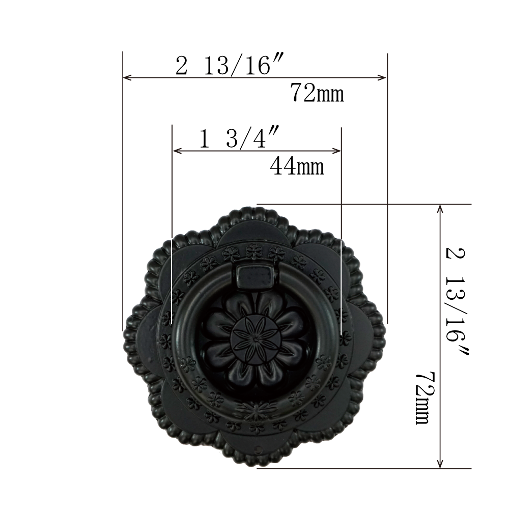 Floral Embroidery Ring Pull  |  Ring Diameter  1  3/4" ( 44mm )