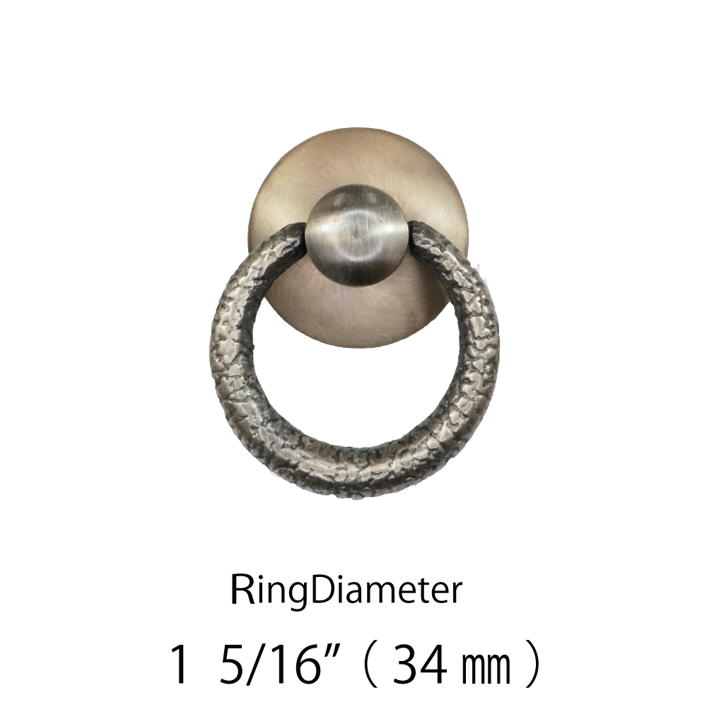 Textured Ring Pull with Backplate  |  Ring Diameter  1  5/16" ( 34mm )-  1 3/4" ( 45mm )