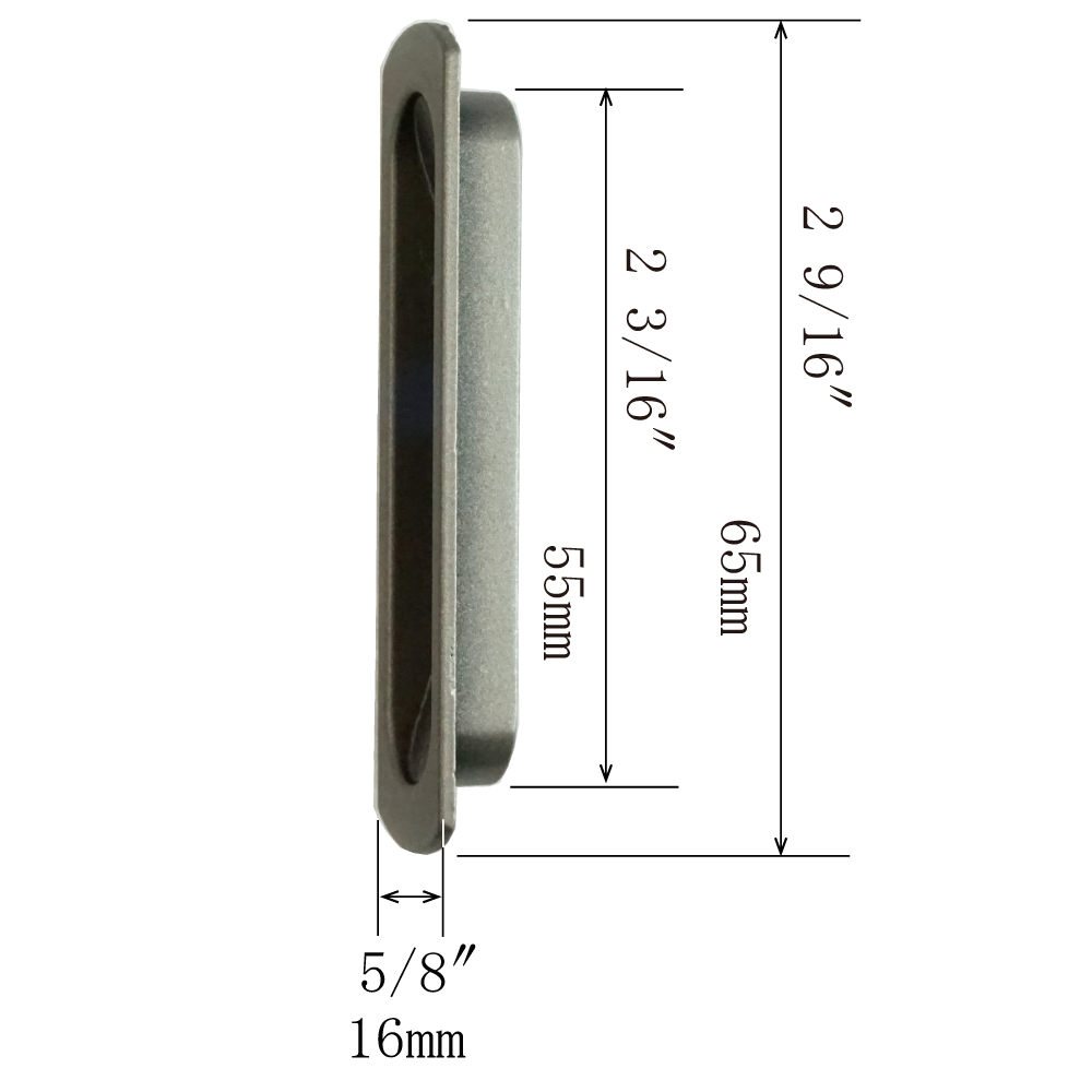 Textured Flush Door Pull  |  Overall Length    2  9/16" ( 65mm )