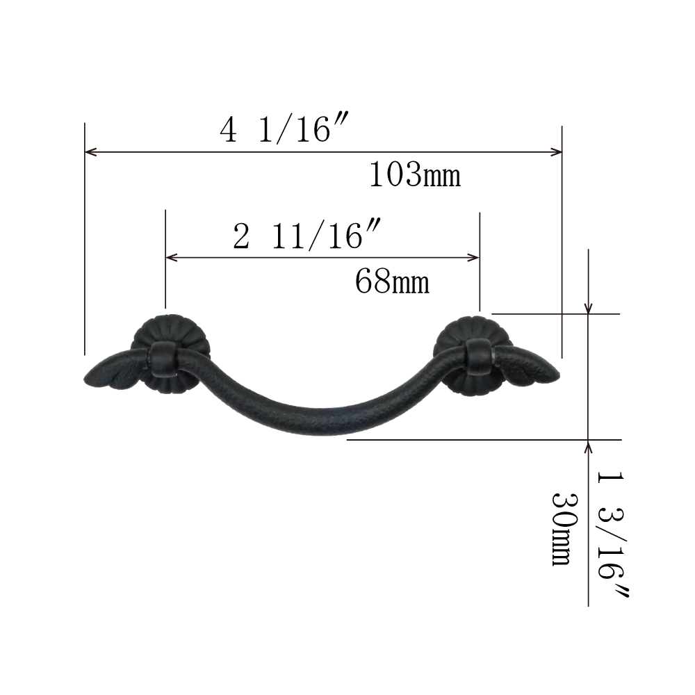 Chrysanthemum Base Basic Handle  |  Center to Center   2  11/16”  ( 68mm ) -  3 1/4"  ( 82mm )