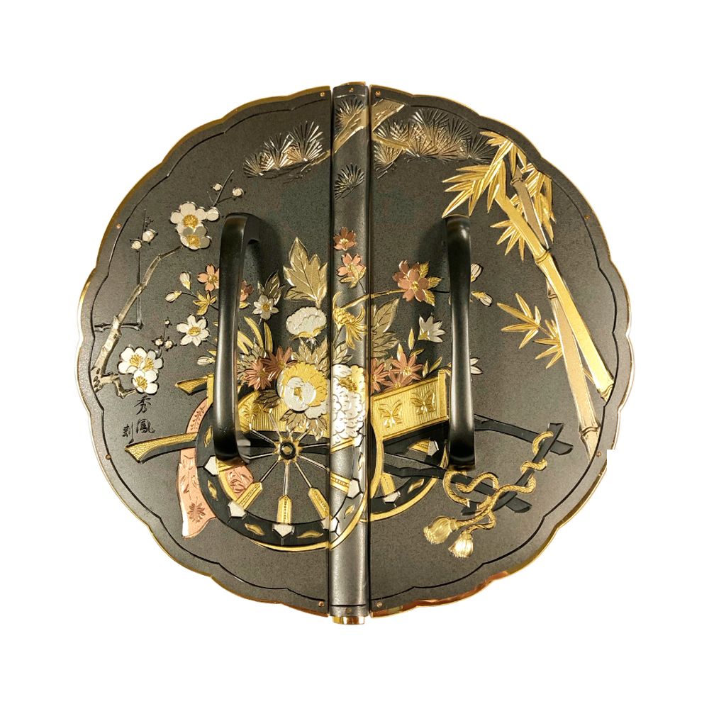 Flower Wheel Decorative Plate with Grip Handles