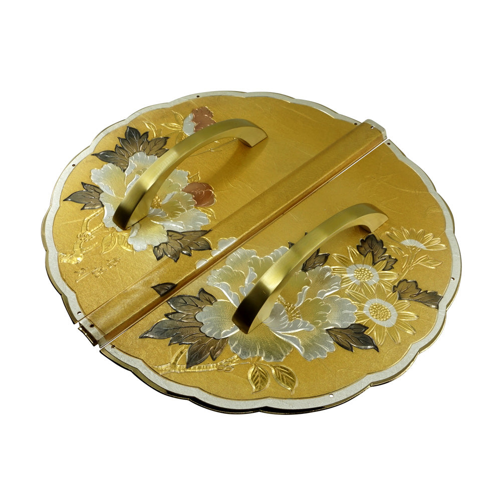Washi Chrysanthemum and Peony Decorative Plate with Grip Handles | Height 7 1/2" ( 190mm )
