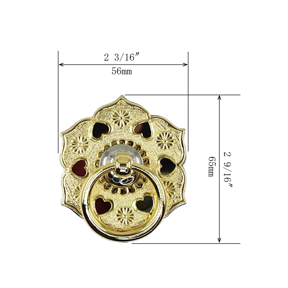 Petals with Heart Cut-Outs Ring Pull  l  Ring Diameter 2 3/16" (56mm)