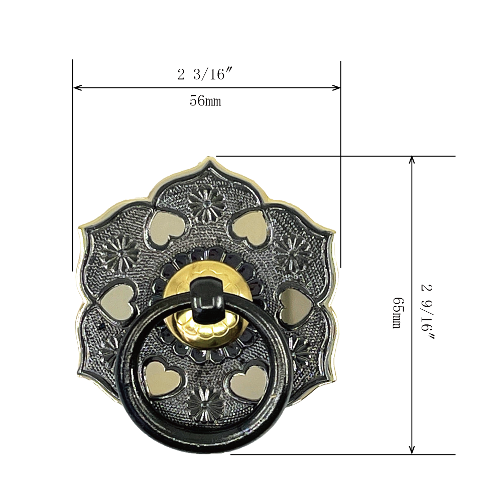 Petals with Heart Cut-Outs Ring Pull  l  Ring Diameter 2 3/16" (56mm)