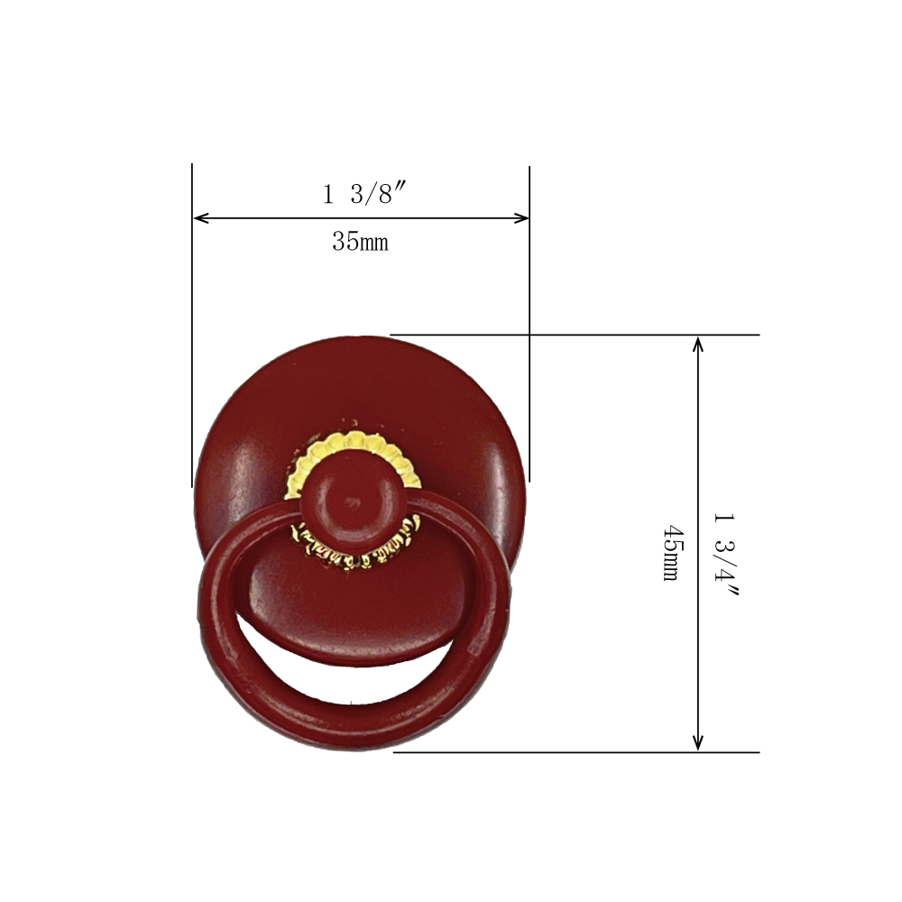 Lacquered with Gold Trim Ring Pull  l  Ring Diameter 1 3/8" (35mm)