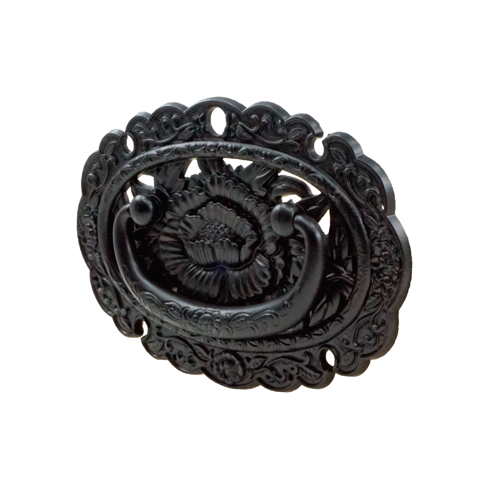 Embroidered Peony Ornamental Key Plate with Handle