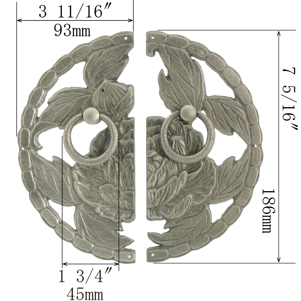 Peony Decorative Plate with Ring Handles