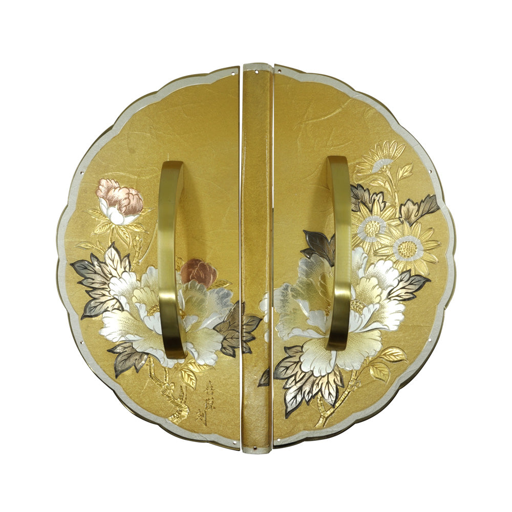 Washi Chrysanthemum and Peony Decorative Plate with Grip Handles | Height 7 1/2" ( 190mm )