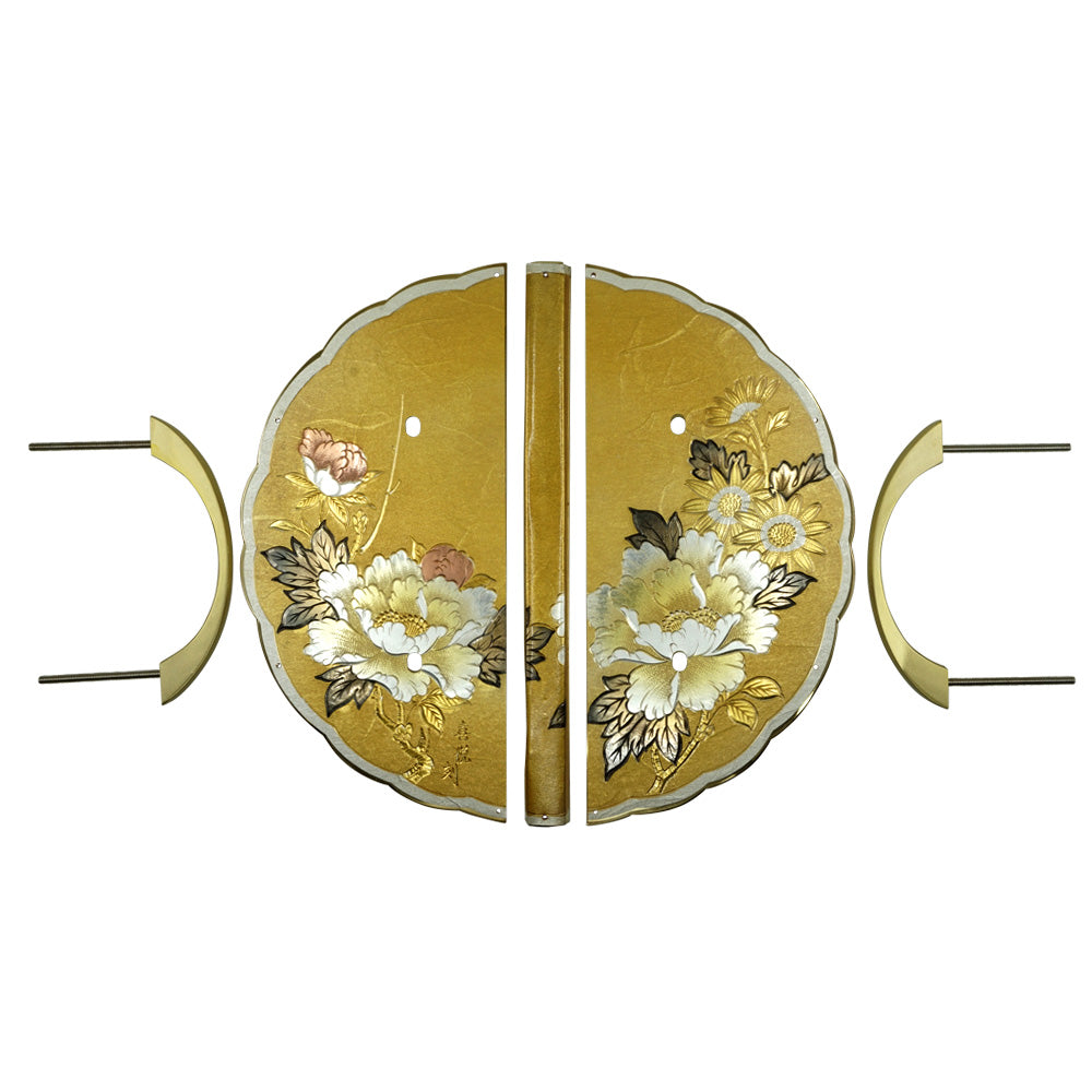 Washi Chrysanthemum and Peony Decorative Plate with Grip Handles | Height 7 1/2" ( 190mm )