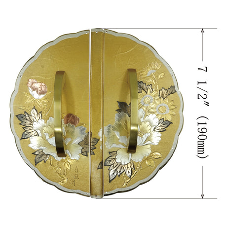 Washi Chrysanthemum and Peony Decorative Plate with Grip Handles | Height 7 1/2" ( 190mm )