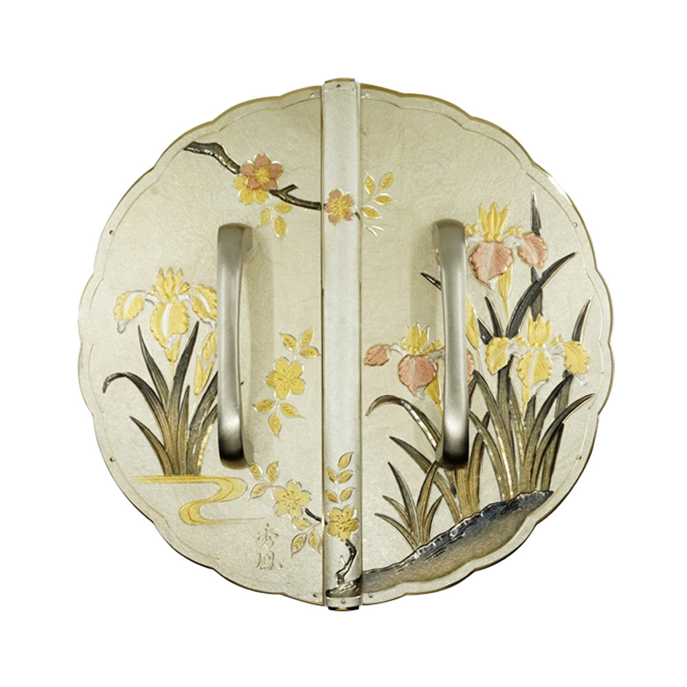Washi Iris Decorative Plate with Grip Handles | Height 7 1/2" ( 190mm )