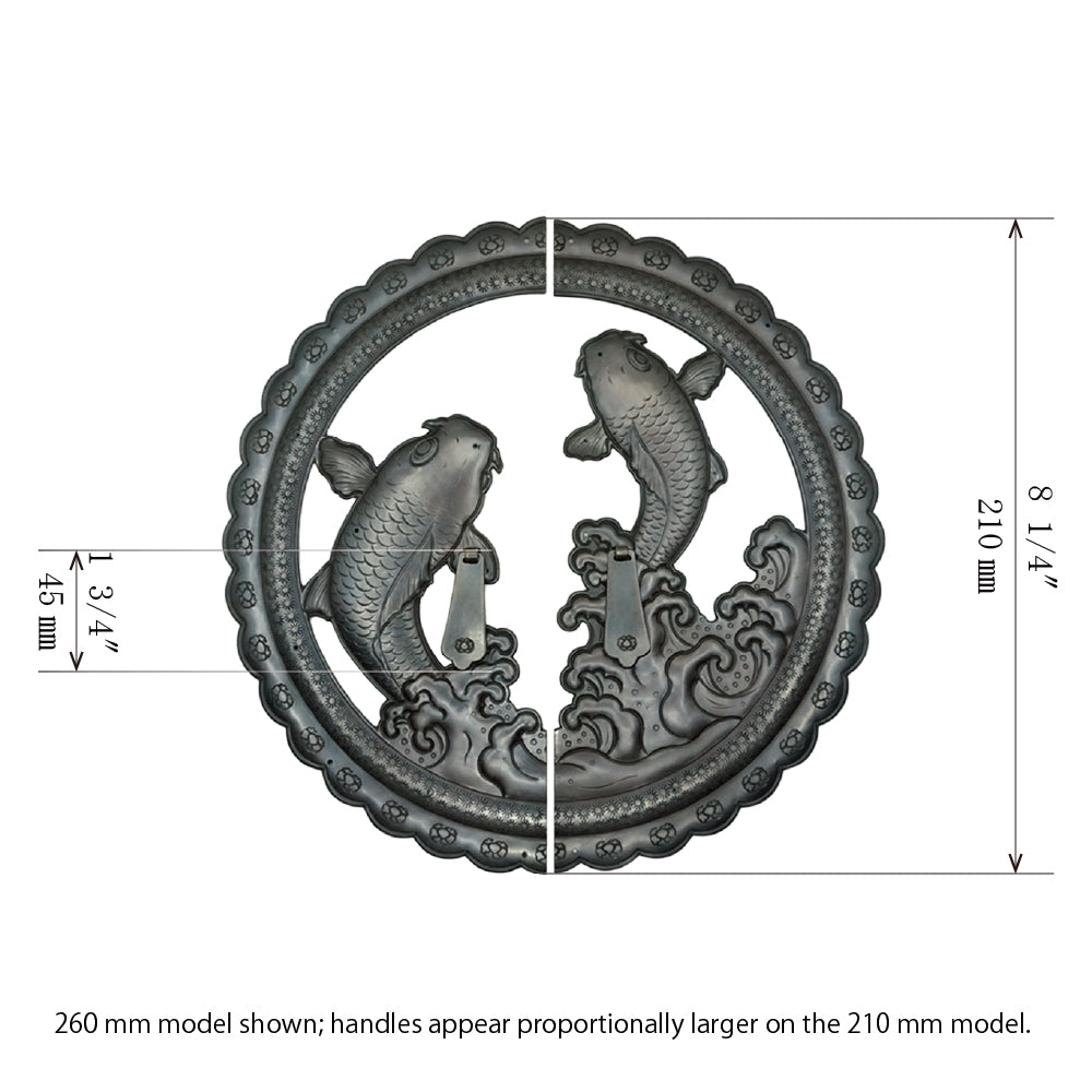 Handcrafted Koi Decorative Plate with Drop Pulls | Diameter 8 1/4" (210mm) or 10 1/4" (260mm)
