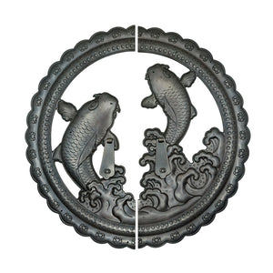Handcrafted Koi Decorative Plate with Drop Pulls | Diameter 8 1/4" (210mm) or 10 1/4" (260mm)