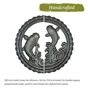 Handcrafted Koi Decorative Plate with Drop Pulls | Diameter 8 1/4" (210mm) or 10 1/4" (260mm)