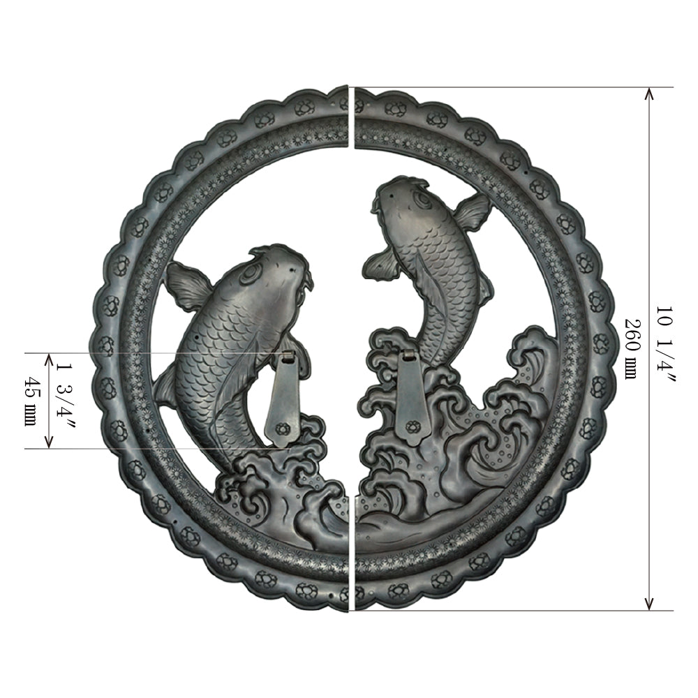 Handcrafted Koi Decorative Plate with Drop Pulls | Diameter 8 1/4" (210mm) or 10 1/4" (260mm)