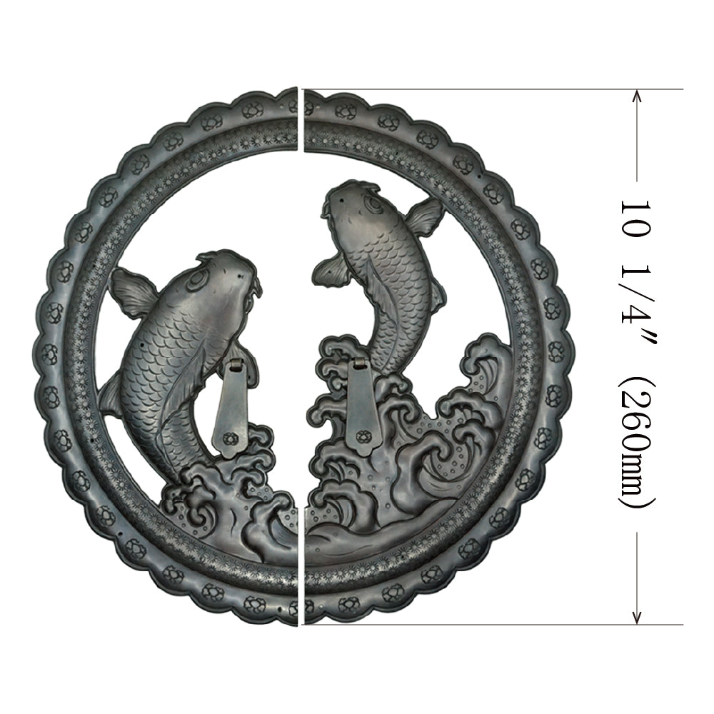 Handcrafted Koi Decorative Plate with Drop Pulls | Diameter 8 1/4" (210mm) or 10 1/4" (260mm)
