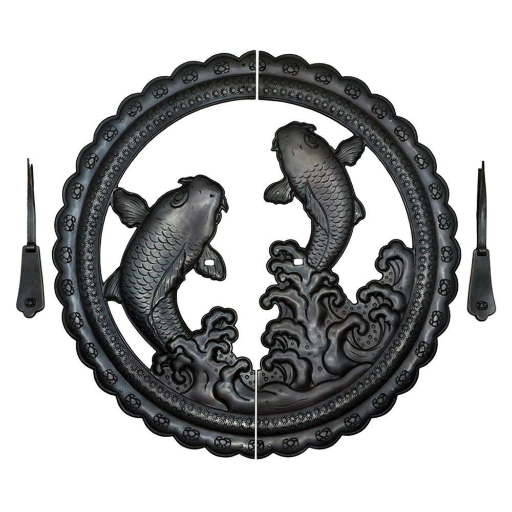 Handcrafted Koi Decorative Plate with Drop Pulls | Diameter 8 1/4" (210mm) or 10 1/4" (260mm)