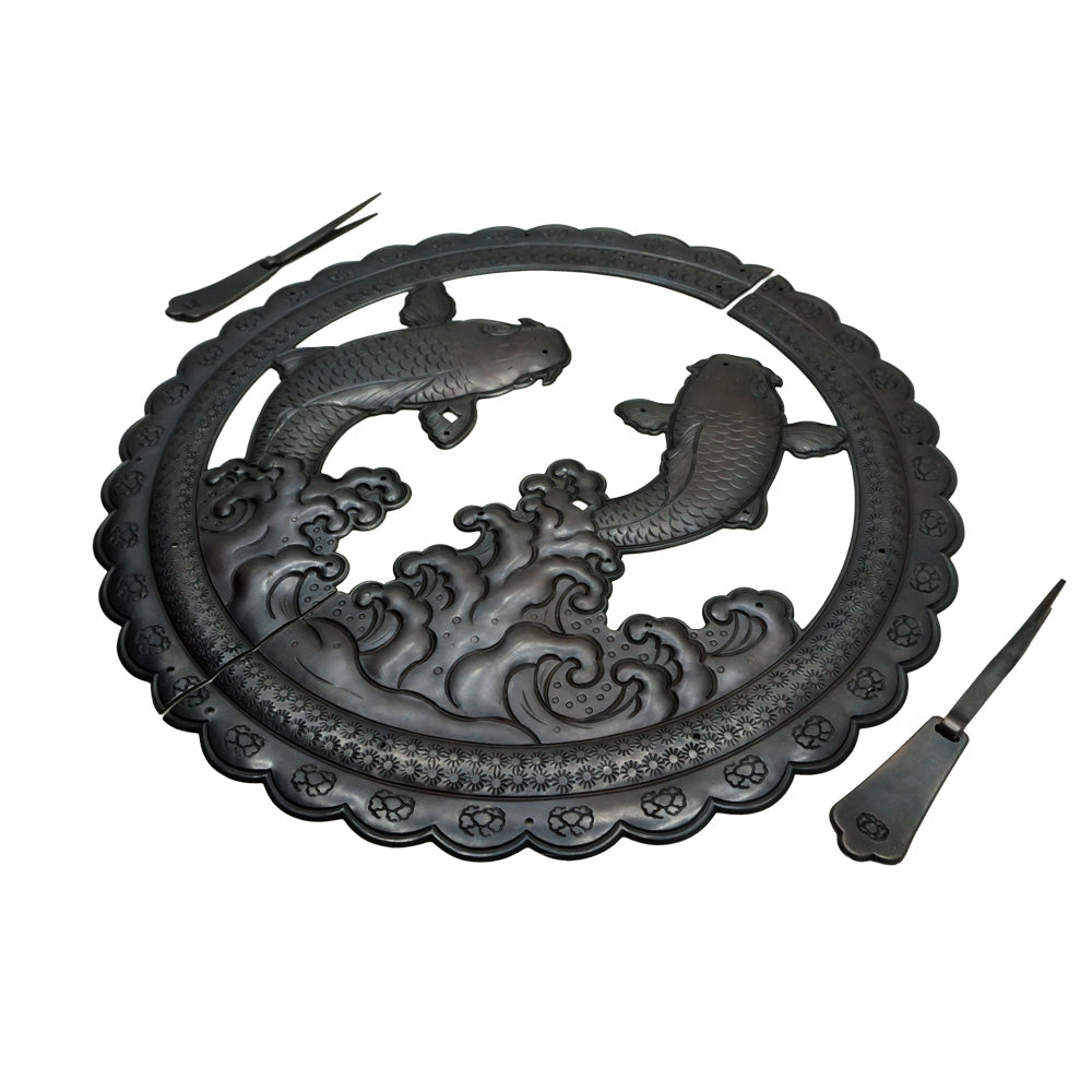 Handcrafted Koi Decorative Plate with Drop Pulls | Diameter 8 1/4" (210mm) or 10 1/4" (260mm)