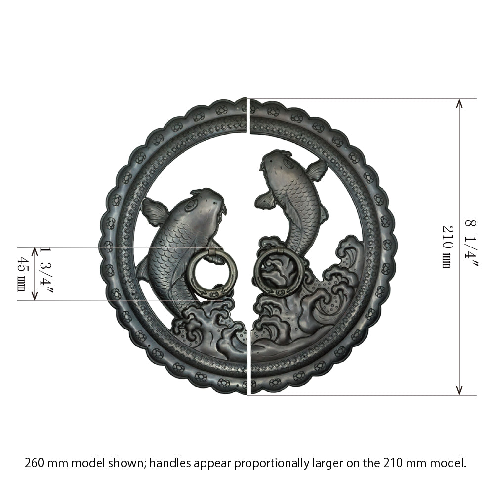Handcrafted Koi Decorative Plate with Ring Pulls | Diameter 8 1/4" (210mm) or 10 1/4" (260mm)