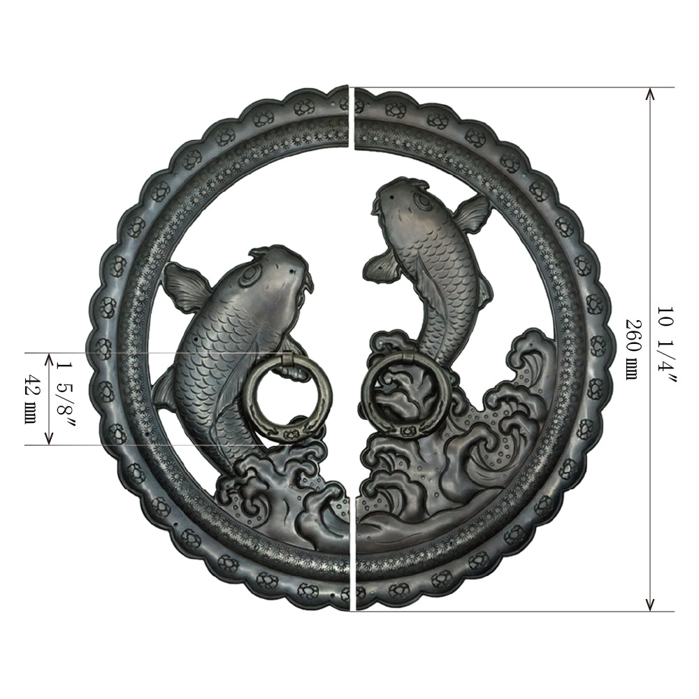 Handcrafted Koi Decorative Plate with Ring Pulls | Diameter 8 1/4" (210mm) or 10 1/4" (260mm)